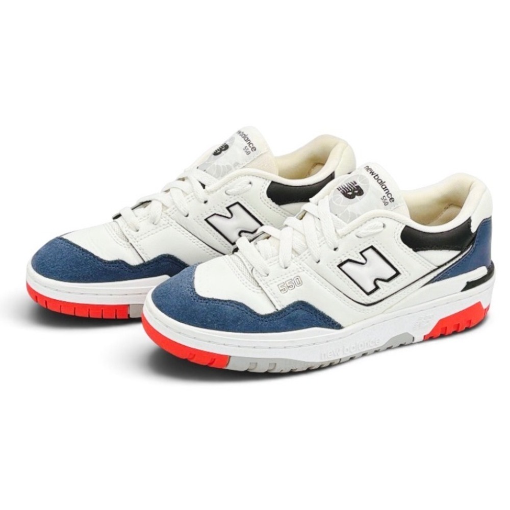 New Balance 550 Big Kids Size 6 White Navy Red Leather Basketball Shoes GSB550CN